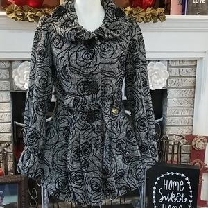 Betsey Johnson Black and Gray Pea Coat